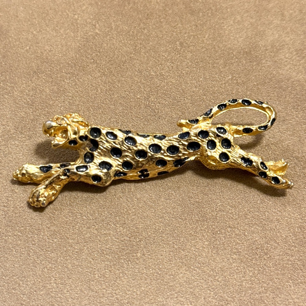 Gold and Black Leopard Brooch